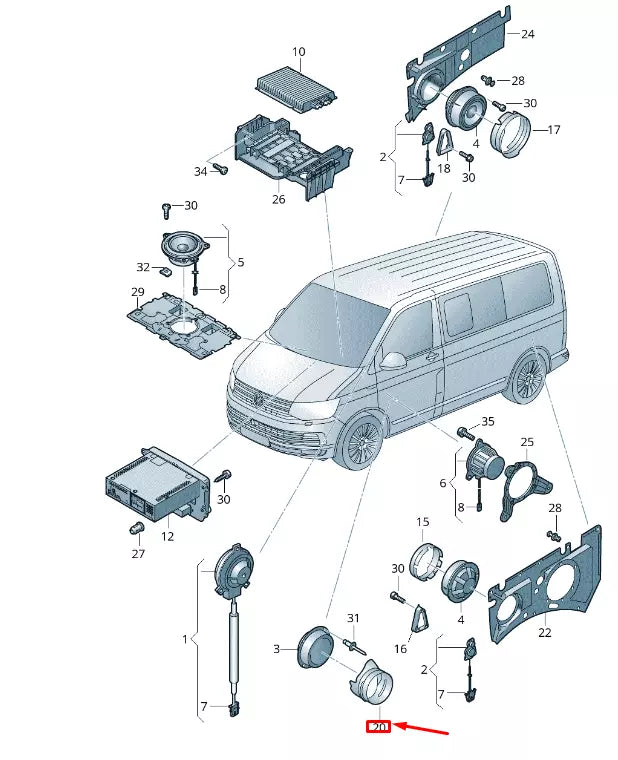 NEW VW TRANSPORTER T6 FRONT DOOR LOUDSPEAKER LEFT SEAL RING 7H5035217A ORIGINAL