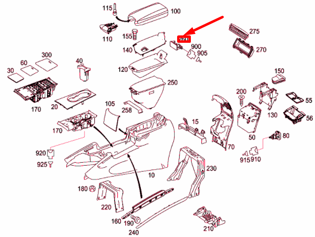 NEW MERCEDES-BENZ M W164 PIGEONHOLE INTERIOR LIGHT A2088206501 ORIGINAL