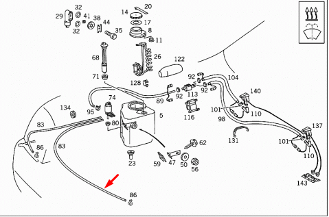 NEW MB SL R129 FRONT LEFT WINDSHIELD WASHER SPRAY NOZZLE A12986001477007