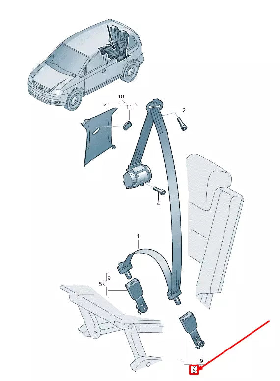NEW VW TOURAN 5T FRONT LEFT SEAT BUCKLE 5TA858491E MNB 5TA858491EMNB