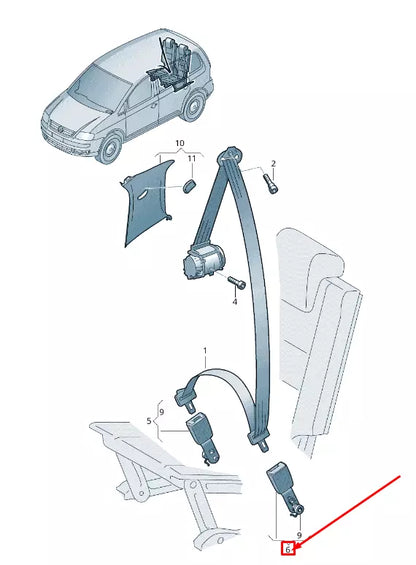 NEW VW TOURAN 5T FRONT LEFT SEAT BUCKLE 5TA858491E MNB 5TA858491EMNB