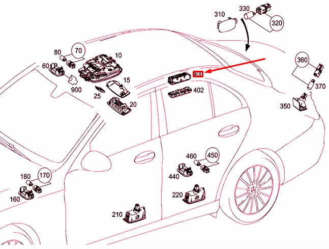 NEW MB C W205 REAR LEFT GRAB HANDLE INTERIOR LIGHT A2059061901 ORIGINAL