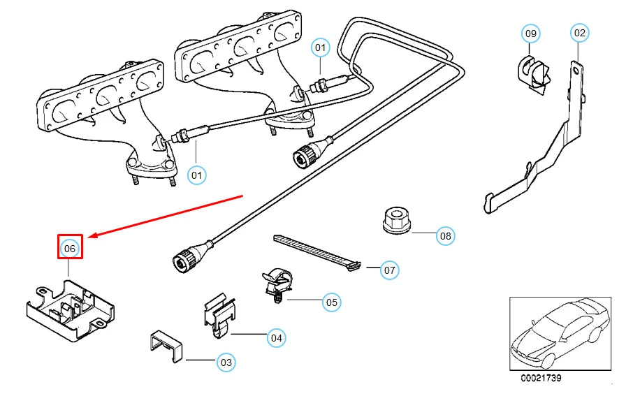NEW BMW 5 E39 LAMBDA PROBE OXYGEN SENSOR BRACKET 12521702965 ORIGINAL