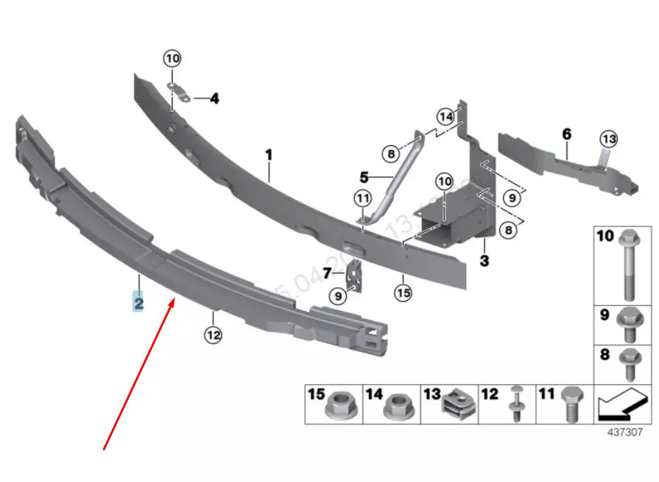 NEW BMW X5 F15 FRONT M BUMPER ABSORBER FOAM 51118054010 8054010 2015 ORIGINAL