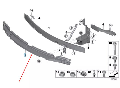 NEW BMW X5 F15 FRONT M BUMPER ABSORBER FOAM 51118054010 8054010 2015 ORIGINAL