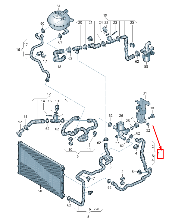 new audi q7 4m engine coolant hose 4m0145909c original