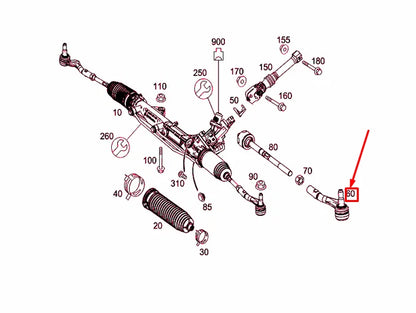 NEW MB GLK X204 STEERING GEAR LEFT OUTSIDE TIE ROD LHD A2043301903 ORIGINAL