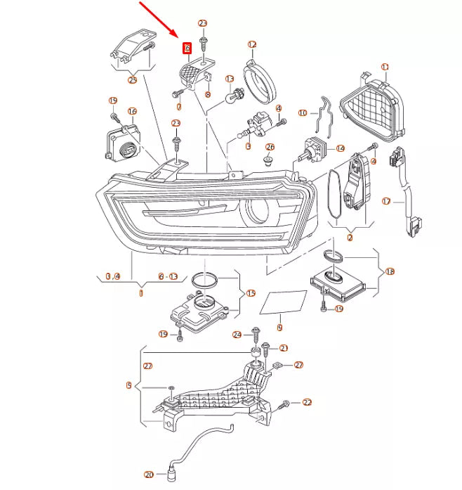 NEW AUDI Q3 8U RIGHT OUTER HEADLIGHT BRACKET 8U0941122 ORIGINAL
