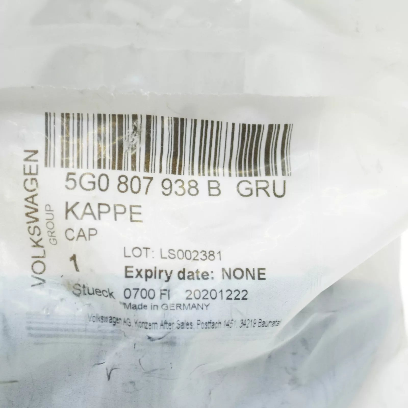 NEW VOLKSWAGEN GOLF 5G RIGHT HEADLIGHT WASHER COVER CAP 5G0807938BGRU ORIGINAL