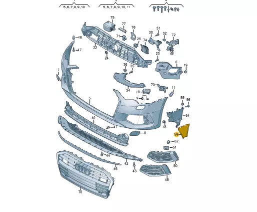 NEW AUDI A6 C8 AVANT FRONT BUMPER RIGHT AIR GUIDE TRIM 4K0121764G ORIGINAL