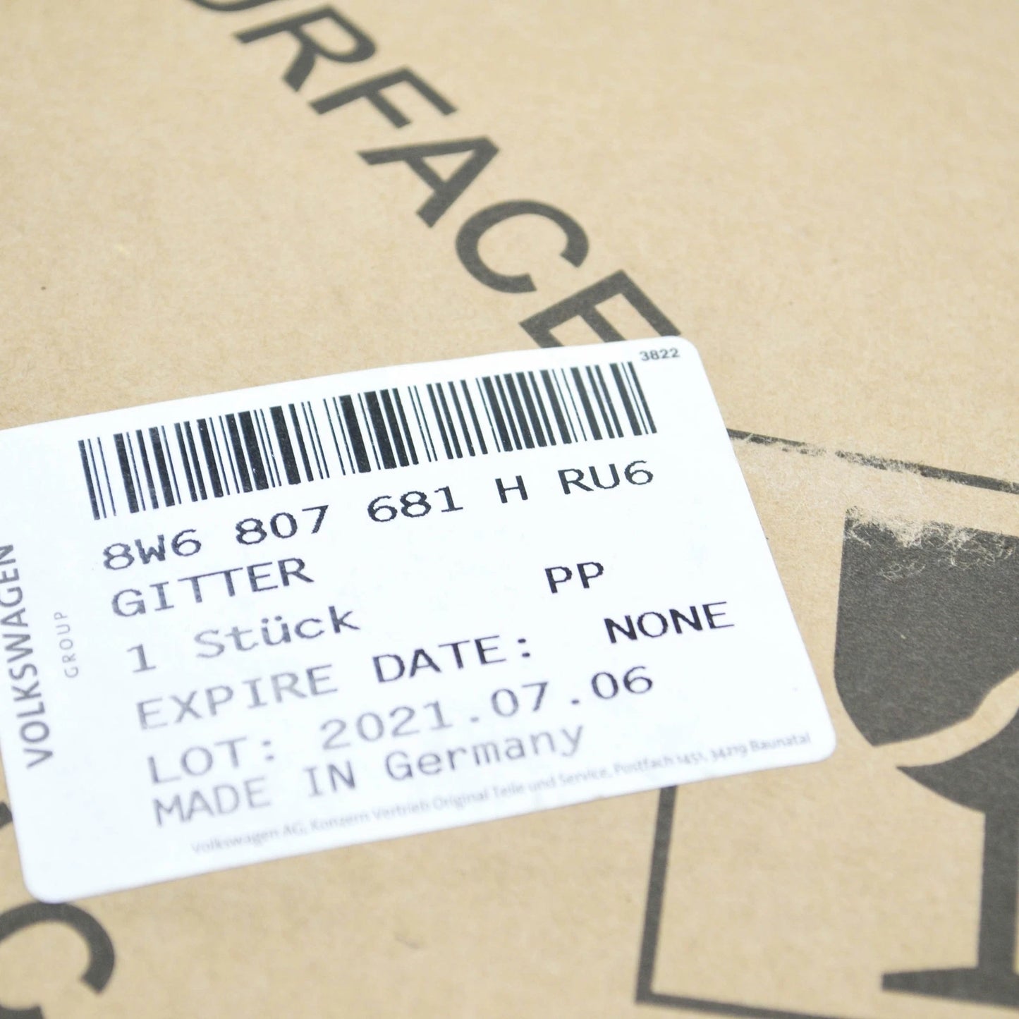 NEW AUDI S5 CONVERTIBE 8W6 FRONT BUMPER LEFT LOWER GRILLE 8W6807681HRU6