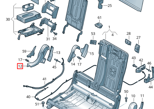 new volkswagen touareg cr7 rear right inner seat cap 7608859343hs original