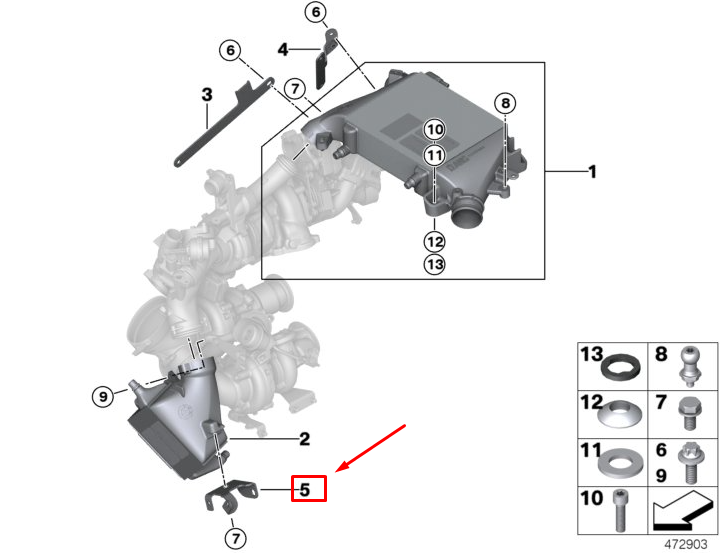 new bmw x5 g05 m50dx turbocharger support 11658579198 original