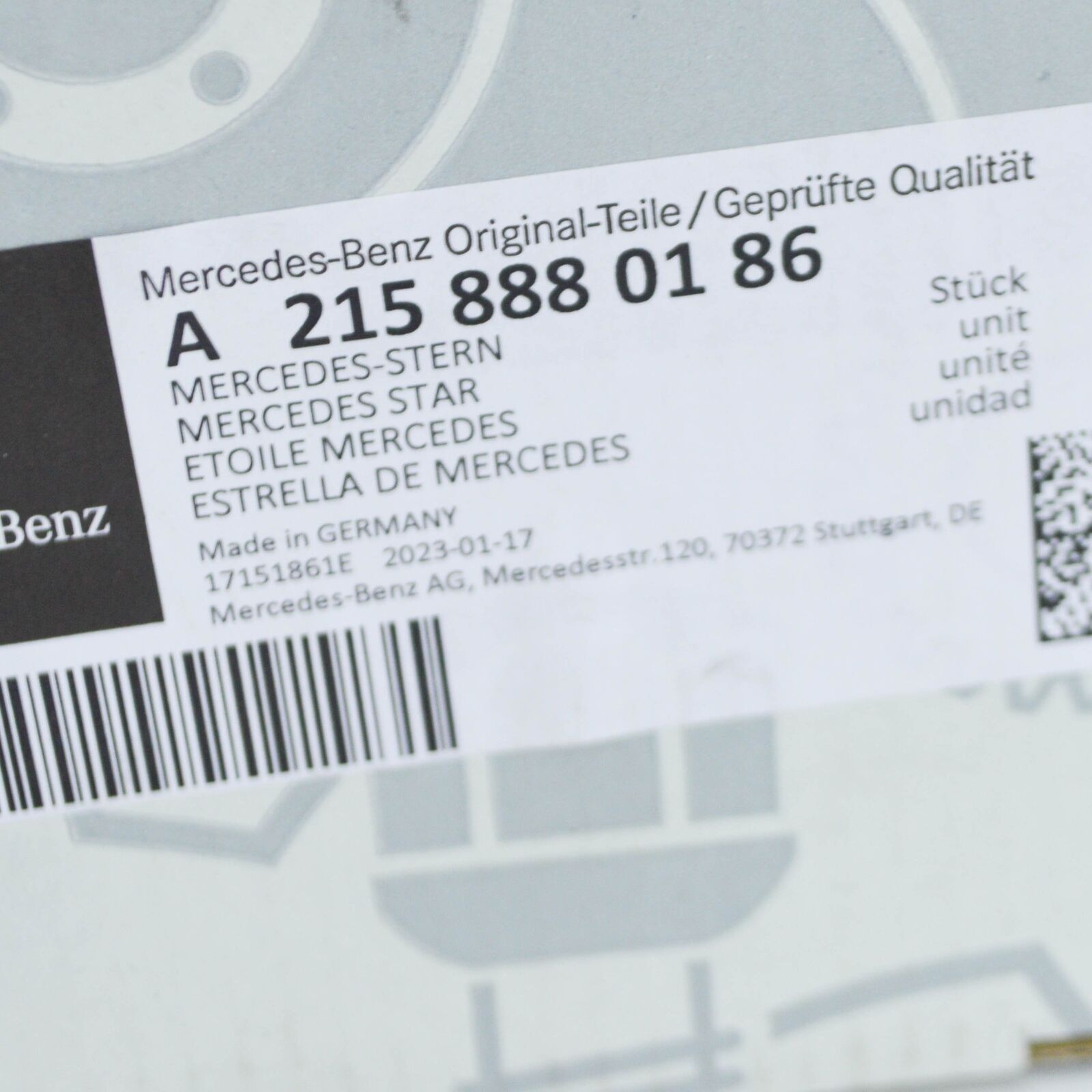 NEW MERCEDES-BENZ CL C215 SILVER RADIATOR GRILLE STAR BADGE EMBLEM A2158880186