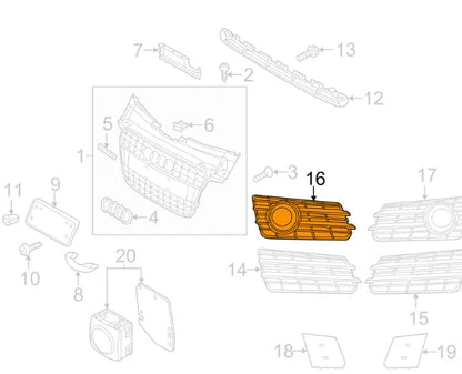 NEW AUDI A7 4GA S FRONT BUMPER RIGHT FOG LIGHT GRILLE 4G8807682E9B9