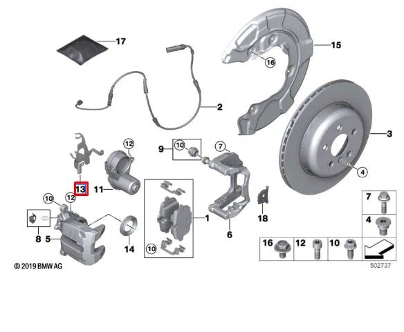 NEW BMW X3 G01 REAR BRAKE CABLE ROUTING REPAIR KIT 34216887395 ORIGINAL