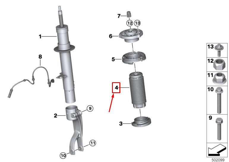 new bmw x5 g05 front auxiliary damper with protective tube 33536866813 original