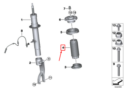 new bmw x5 g05 front auxiliary damper with protective tube 33536866813 original
