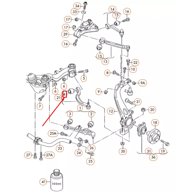 NEW AUDI A8 D3 FRONT LOWER CONTROL ARM BONDED RUBBER BUSH 4E0407183J ORIGINAL