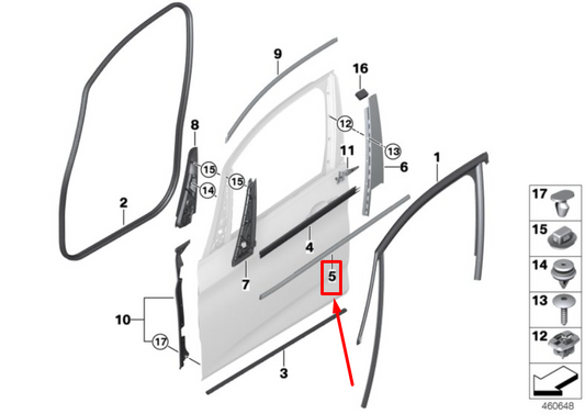 new bmw 2 f45 rear right outer door channel cover 51357326142 7326142 original