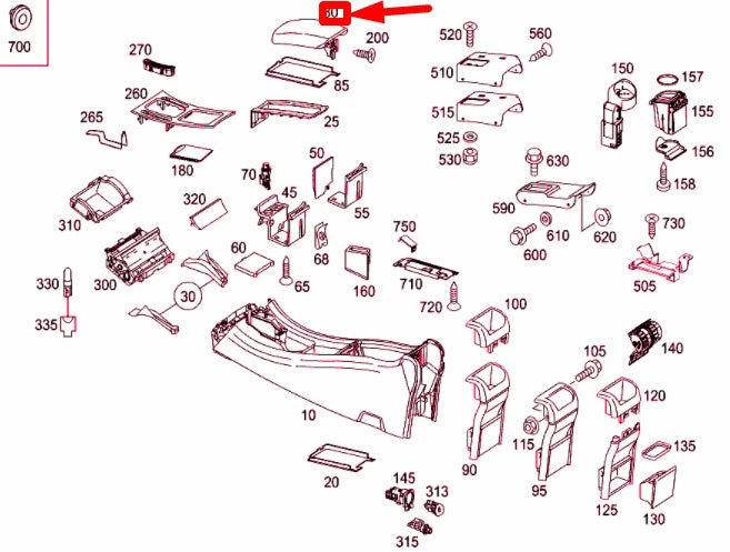 NEW MERCEDES-BENZ C W203 ARMREST CAP A20368008827H81 ORIGINAL