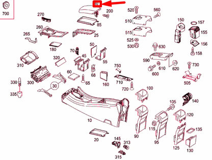 NEW MERCEDES-BENZ C W203 ARMREST CAP A20368008827H81 ORIGINAL