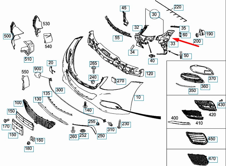 NEW MERCEDES-BENZ S-CLASS W222 FRONT LEFT BUMPER BRACKET A2228851165 ORIGINAL