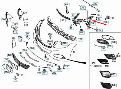NEW MERCEDES-BENZ S-CLASS W222 FRONT LEFT BUMPER BRACKET A2228851165 ORIGINAL