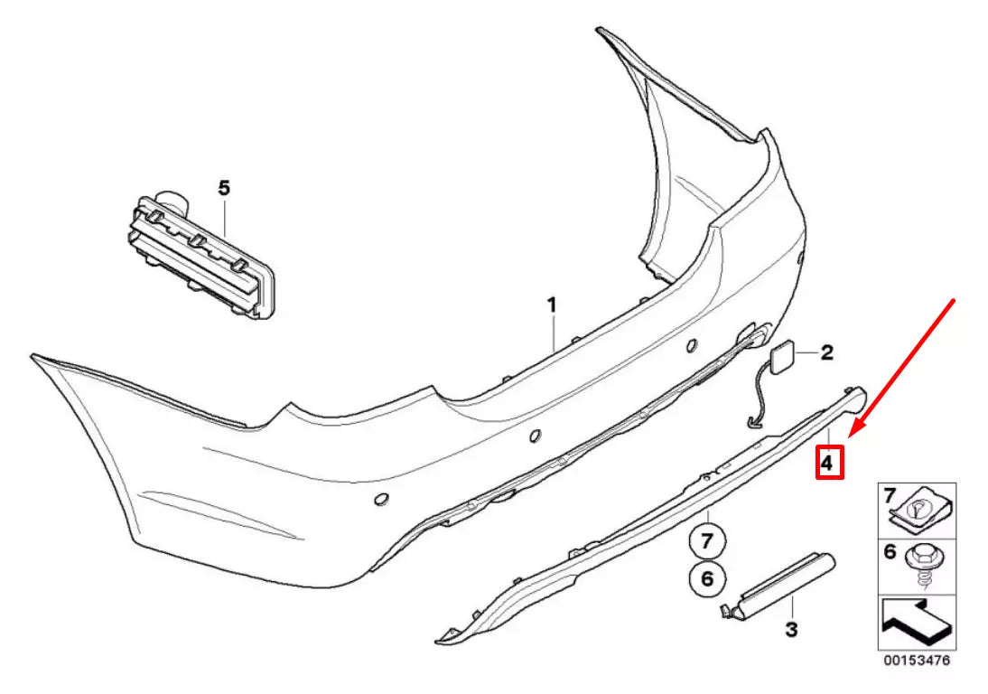 NEW BMW 5 E60 REAR BUMPER DIFFUSER 7897215 51127897215 ORIGINAL