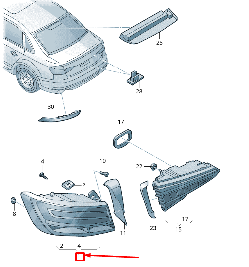 new audi a4 avant b9 left side tailgate taillight 8w5945091g original
