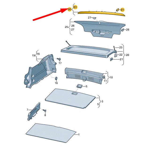 NEW VW ID.3 REAR LID UPPER CENTRE TRIM PANEL 10A867707A4PK ORIGINAL