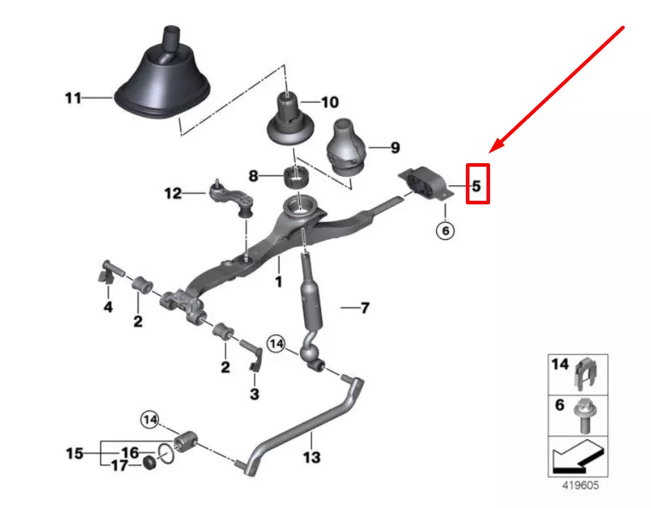 NEW BMW 2 COUPE F22, F87 SHIFTER ARM BUSHING 25118614288 8614288 ORIGINAL