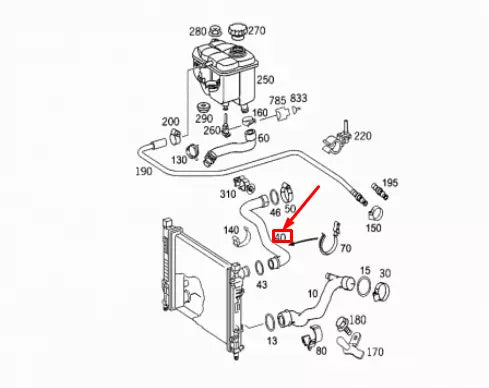 NEW MERCEDES-BENZ CLK C209 RADIATOR TOP HOSE A2095013082