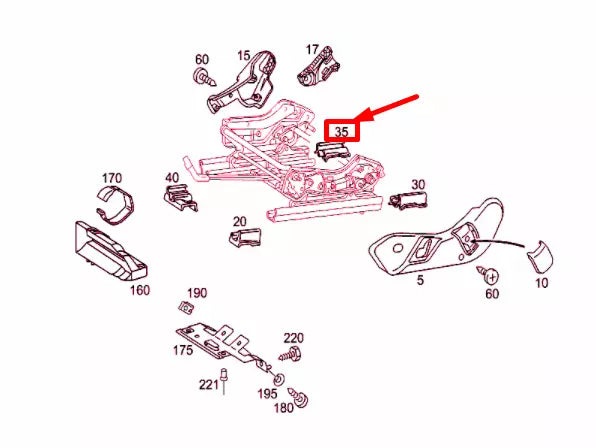 NEW MB C W203 FRONT SEAT REAR INSIDE RIGHT TRACK COVER A20391910209051 ORIGINAL