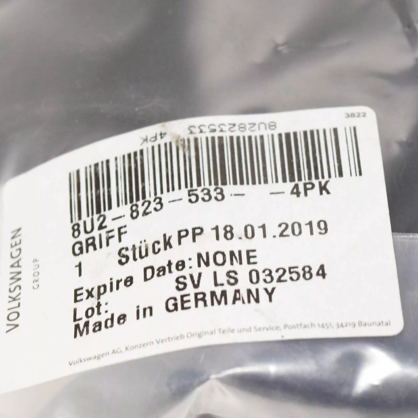 NEW AUDI Q3 8U BONNET RELEASE HANDLE 8U28235334PK RHD