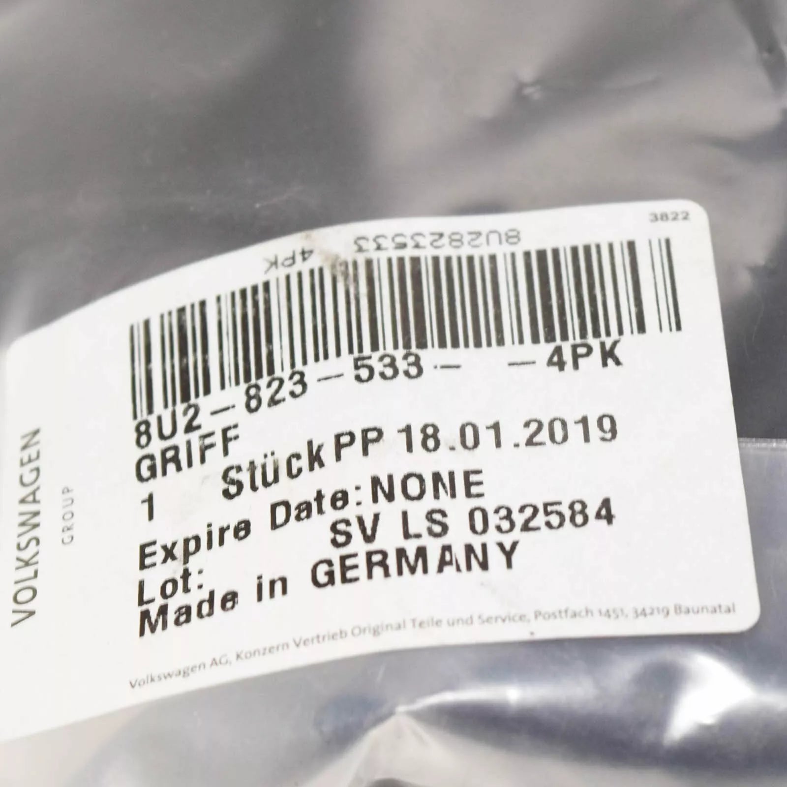 NEW AUDI Q3 8U BONNET RELEASE HANDLE 8U28235334PK RHD