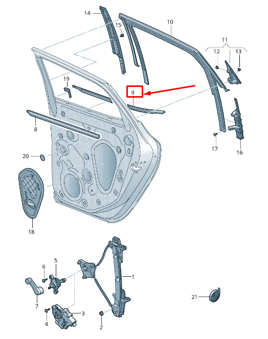 new seat arona kj rear left outer window aperture seal 6f0839477e5ap original