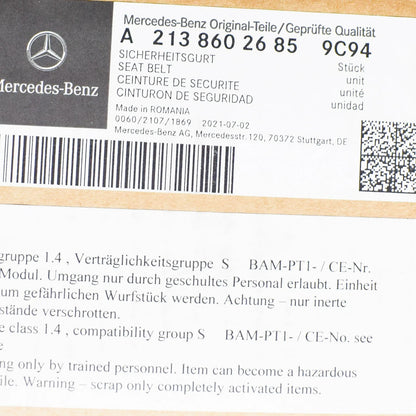 NEW MERCEDES-BENZ E W213 REAR RIGHT SEAT BELT A21386026859C94 ORIGINAL
