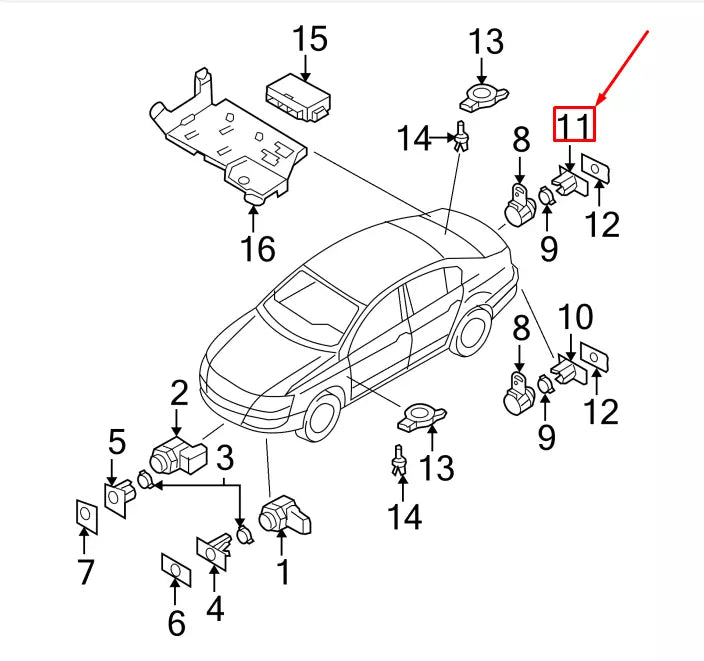 NEW VW PASSAT B6 3C REAR INNER PARKING SENSOR BRACKET 3C5919491N ORIGINAL