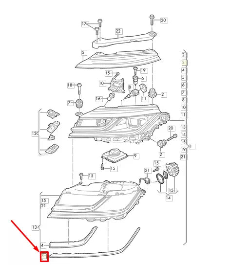 NEW VW ARTEON 3H7 FRONT RIGHT HEADLIGHT LOWER TRIM COVER 3G8941120A