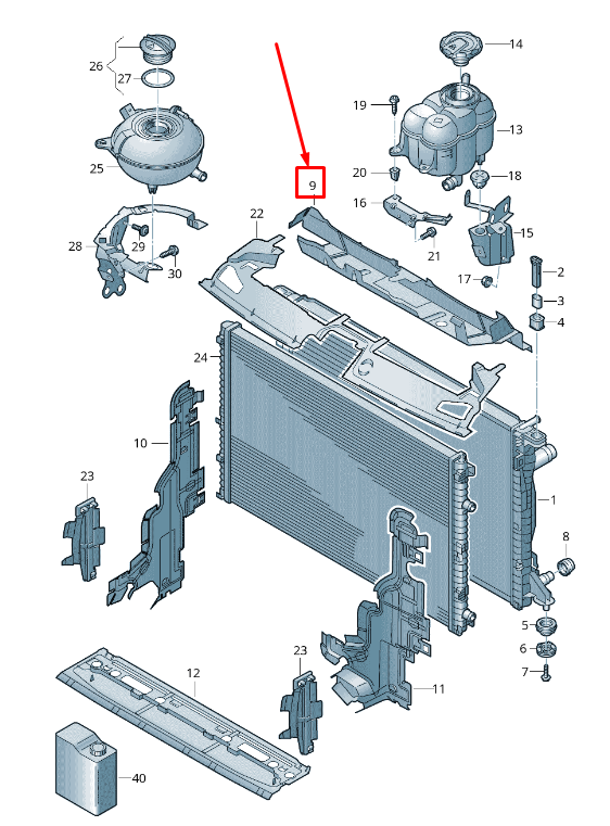 new vw touareg cr upper engine cooler for coolant air guide 760121330aa original