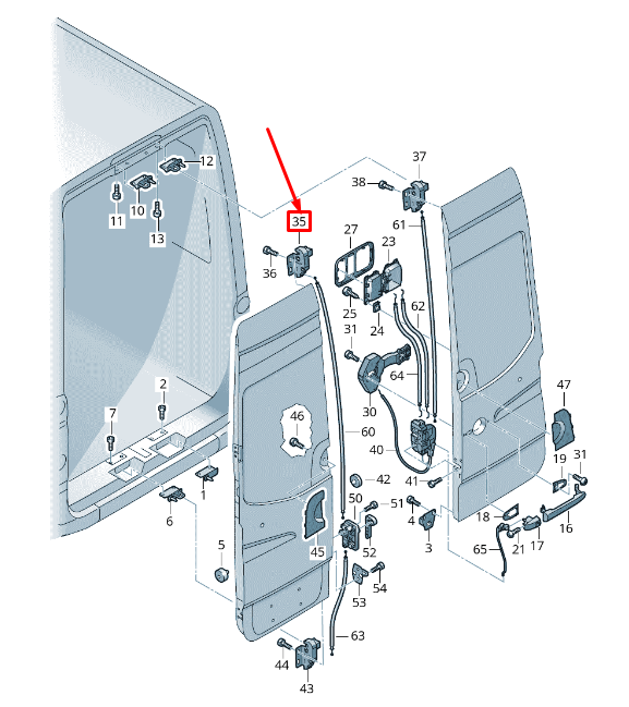 NEW VW CRAFTER 30-35 MINIBUS 2E REAR LEFT UPPER TAILGATE LOCK 2E1827506F