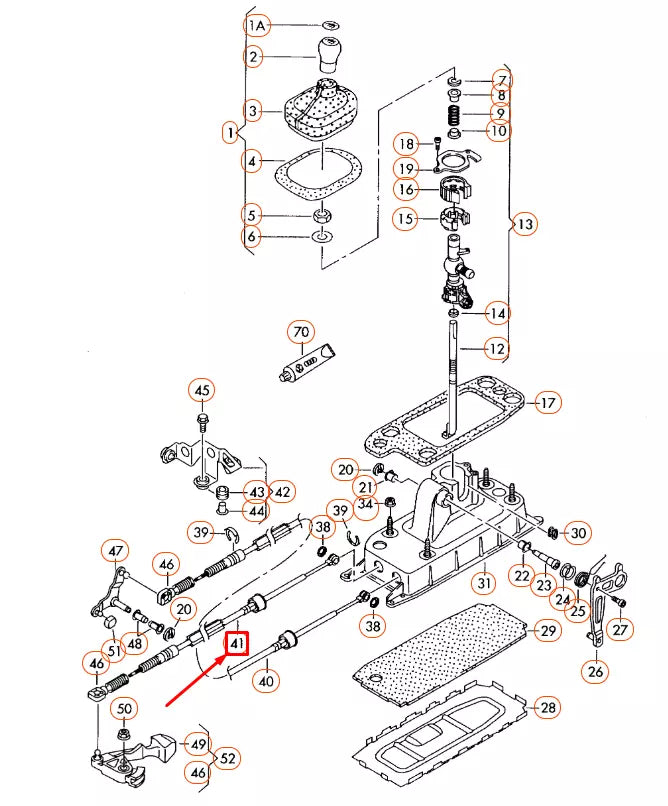 NEW AUDI A3 8P GEAR SHIFTING SELECTOR CABLE 1K0711265AP ORIGINAL