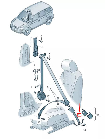NEW VW TOURAN 5T1 FRONT LEFT SEAT BELT BUCKLE 5TA857755AMNB