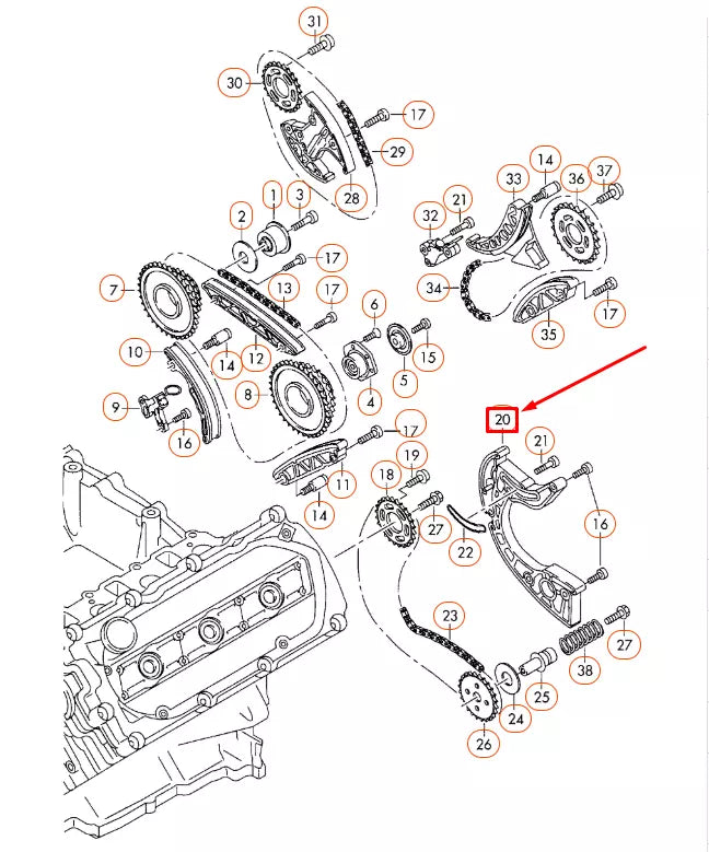 NEW AUDI A4 B8 LOWER TIMING CHAIN TENSIONER 059109507D ORIGINAL