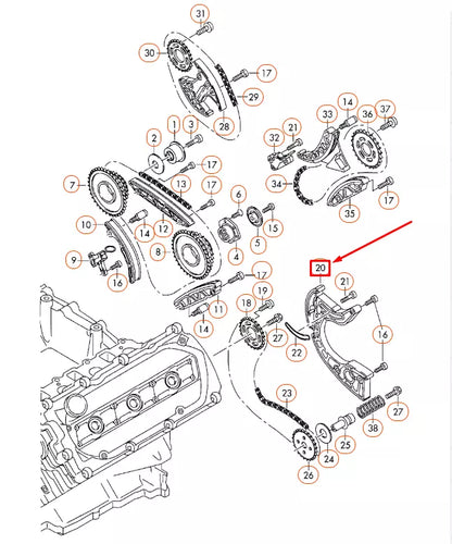 NEW AUDI A4 B8 LOWER TIMING CHAIN TENSIONER 059109507D ORIGINAL