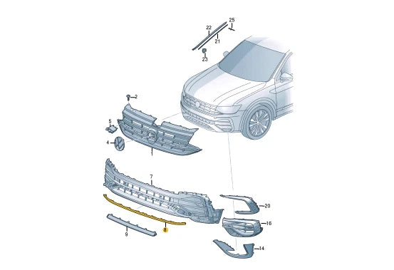 NEW VOLKSWAGEN TIGUAN AD FRONT BUMPER CENTER MOLDING 5NA853101K2ZZ ORIGINAL