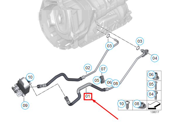 new bmw 1 e87 oil cooler hose pipe inlet 17228509704 8509704 original