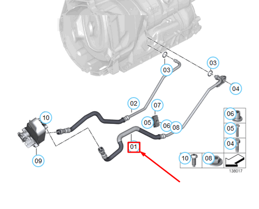 new bmw 1 e87 oil cooler hose pipe inlet 17228509704 8509704 original