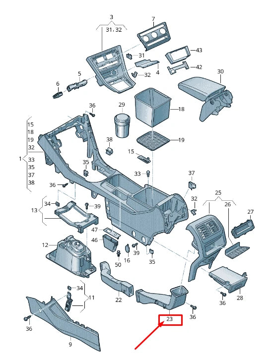 NEW VW TOURAN 5T REAR CONSOLE AIR GUIDE CHANNEL 5TA863250C